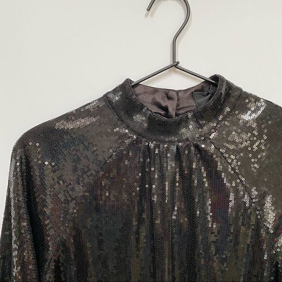 RtA Tennessee Top Black Sequin Long Sleeve Embellished Shirt XS - Picture 4 of 16